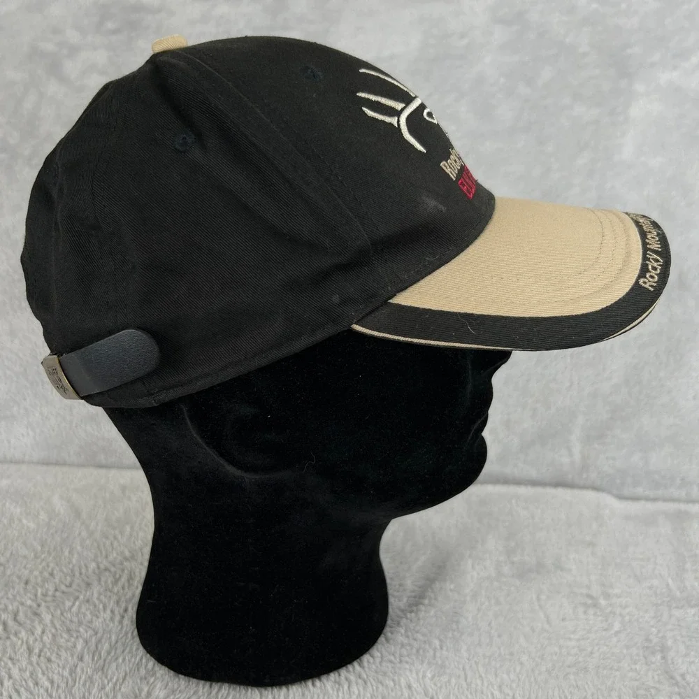 Rocky Mountain Elk Foundation Hat Black Tan RMEF Embroidered Hunting Strapback
